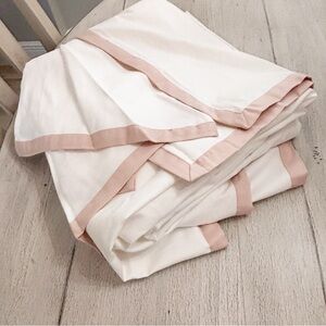 SERENA & LILY White Pink Sand BORDER FRAME BEDSKIRT Tailored Luxury CAL KING